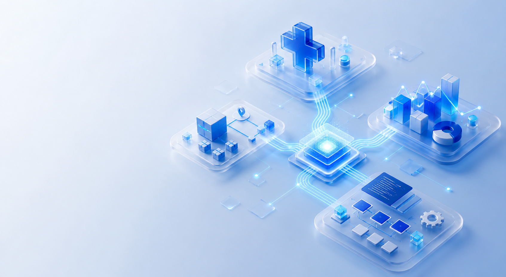 Illustration of connected industry AI systems
